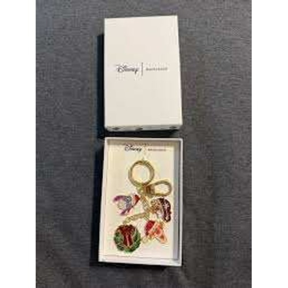 Disney BaubleBar Holiday Keychain Bag Charm Enamel Christmas Wreath Santa Hat